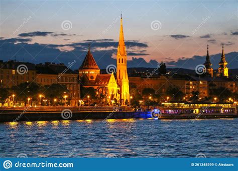 Evening View Of The Danube River Bridges Sights Of Budapest Hungary