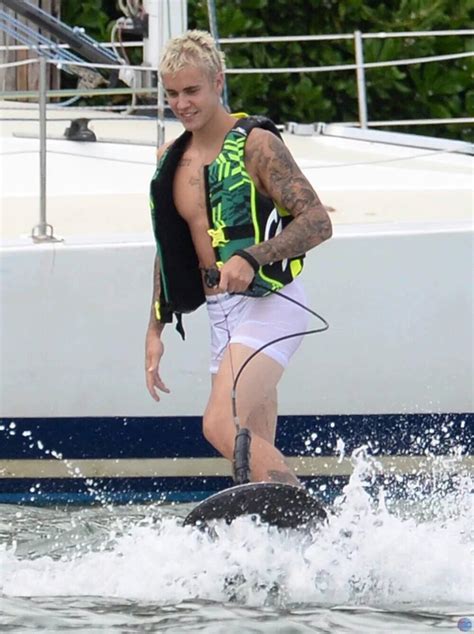 Pink And Hot Justin Bieber Wakeboarding In His Calvin Klein Underwear In Miami