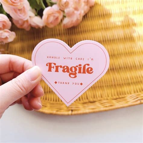 Please Handle With Care Im Fragile Sticker Pink Heart Etsy