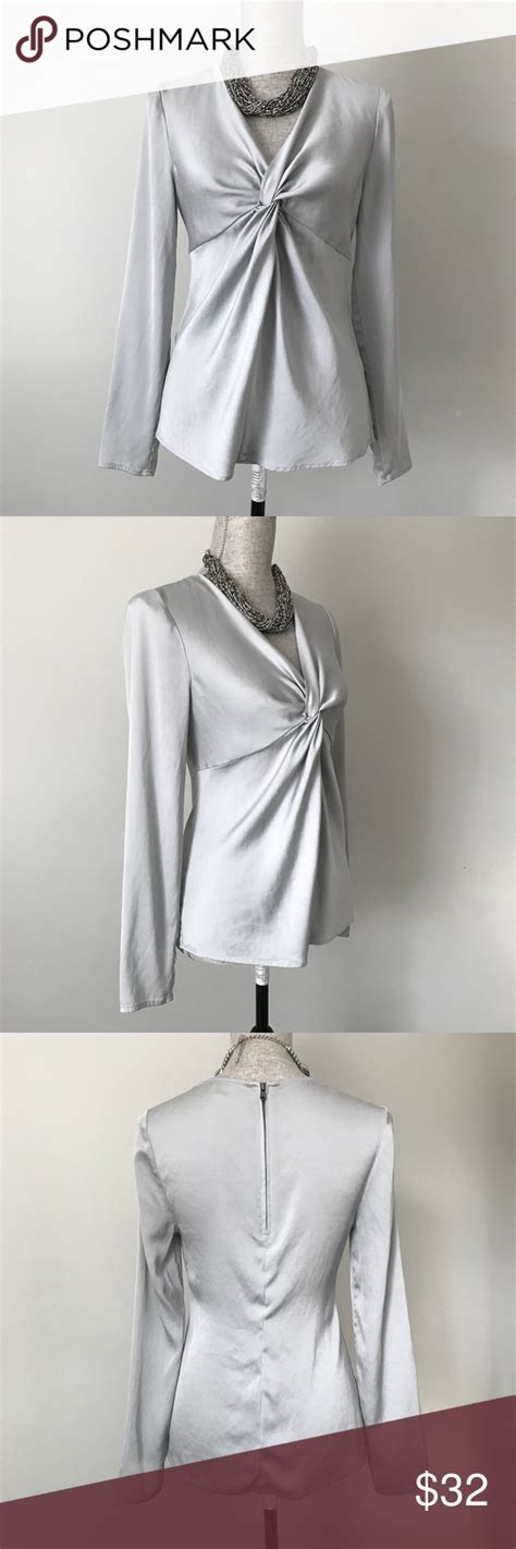 Ann Taylor Silver Long Sleeve Silk Blouse Clothes Design Silk Blouse