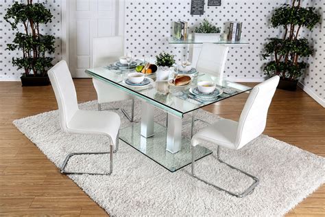 Furniture of america rectangular glass dining table with four chair