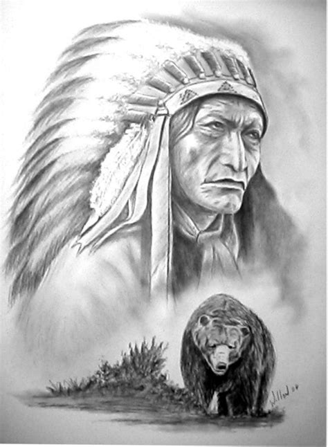 Chief High Bear By Willow1 Native American Drawing Native American