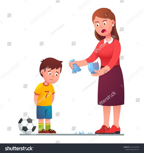 Angry Mother Scolding Sad Preschool Son Stock Vector Royalty Free