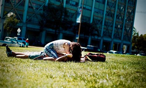 Free Photo Man And Woman Lying On Green Field Adult Lifestyle