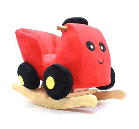 Additionally, the rocket ship also slides up and down to add more fun to the activity chair. Plush Red Car Baby Rocking Chair Kids Toy Ride Rocker ...