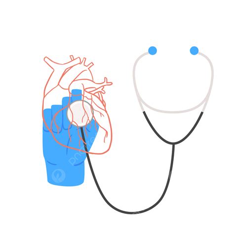 Gambar Bahan Medis Jantung Stetoskop Yang Digambar Tangan Lukisan