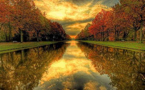 Colorful Golden Landscape In The Windless Calm Peaceful Serene Place