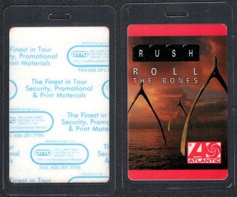 Rush Laminated Backstage Pass From The Roll The Boes Tour