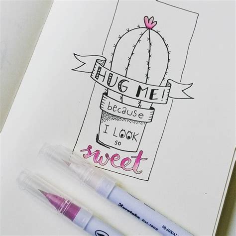 I love drawing cacti and succulents. I love cactussen! #handlettering #illustratie # ...