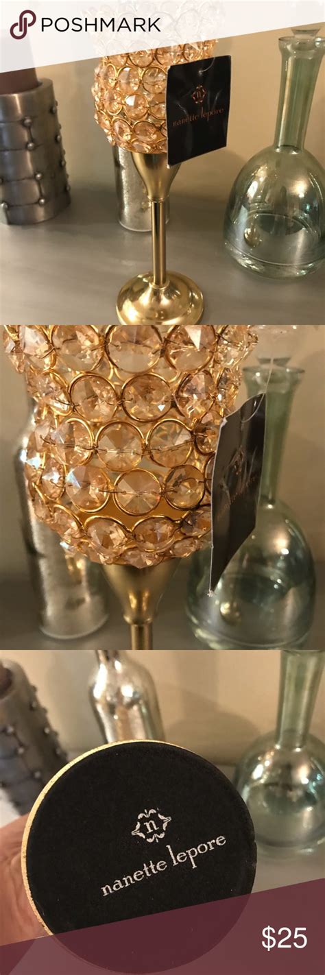 You can bet we've got it covered. Nanette Lepore Gold Crystal Tall Candle Holder NWT (With ...