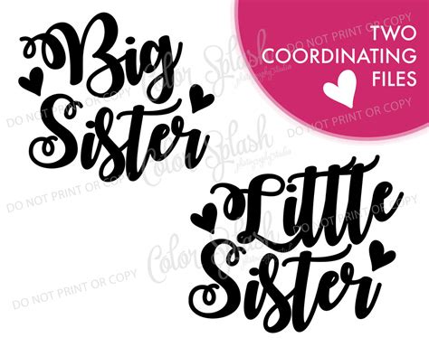 Big Sister Little Sister Matching Svg Dxf Eps Png Etsy