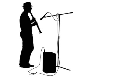 Man Playing The Clarinet Silhouette Black And White