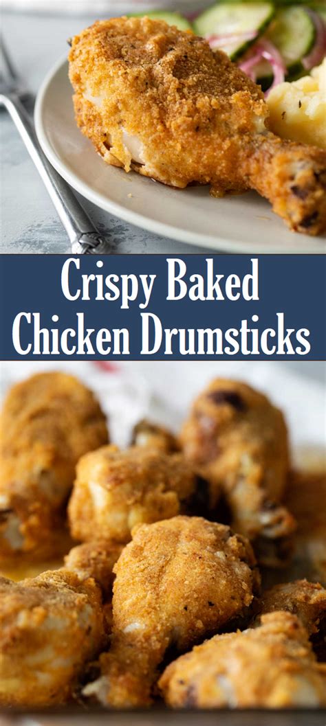 The crispy comes from crushed potato chips coating the drumsticks, and the taste from flavor sinking into the chicken while in the oven. Crispy Baked Chicken Drumsticks in 2020 (With images ...