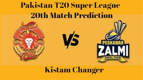 Today's game between peshawar zalmi vs islamabad united is important for both the teams. Islamabad United vs Peshawar Zalmi 20th PSL T20 Match ...