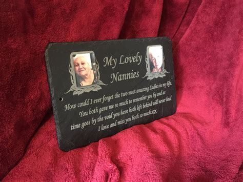 Large Double Photo Memorial Slate Plaque Personalised For Your Loved O