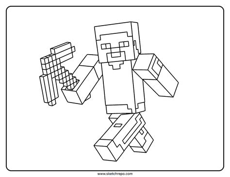 Minecraft Steve Coloring Page Sketch Repo