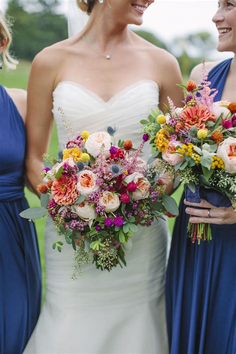 Carnation bouquets should not be placed close to fruits and vegetables. Colorful-Yet-Rustic Wildflower Bouquets | Spring wedding ...