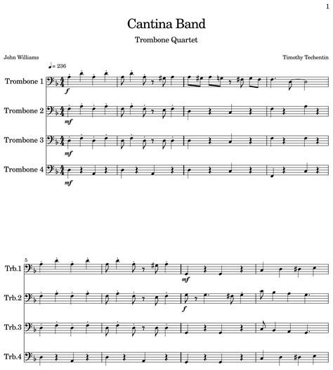 Cantina Band Sheet Music For Trombone