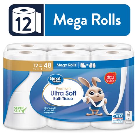 Great Value Ultra Soft Toilet Paper 12 Mega Rolls