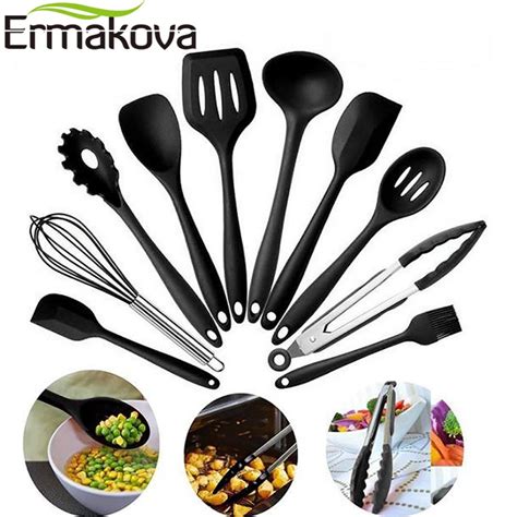 Ermakova 10 Pcsset Silicone Kitchen Utensils Set Heat Resistant Non