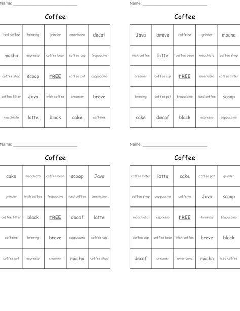 Types Of Coffee Word Search Monster Word Search Coffe