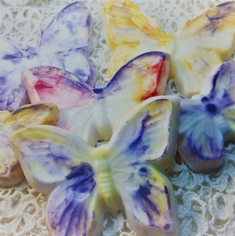 Butterfly Soaps Set Of 3 Hand Swirled Butterfly Soaps Birthday Etsy