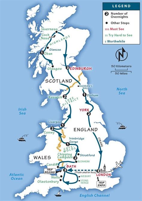Road Trip Map Of England And Scotland Zone Map