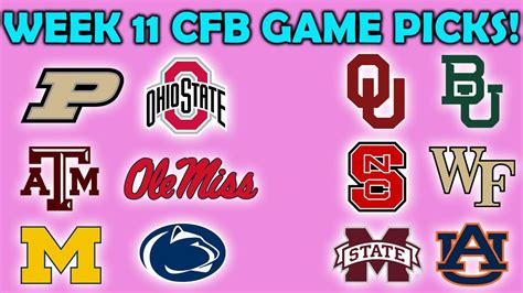 College Football Week 11 Game Picks Winner Predictions For Every Fbs Game Youtube