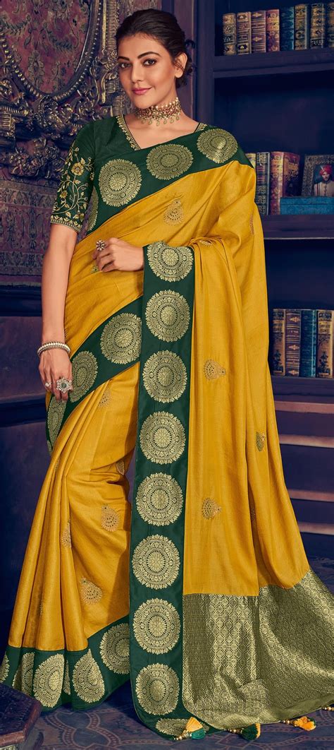 Bollywood Yellow Color Art Silk Silk Fabric Saree 1638477