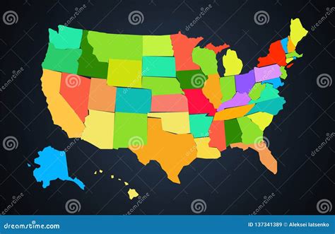 mapa colorido del vector de los estados unidos de américa ilustración del vector ilustración