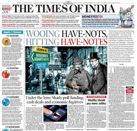 How Indian newspapers reacted to Arun Jaitley's budget | Latest News ...