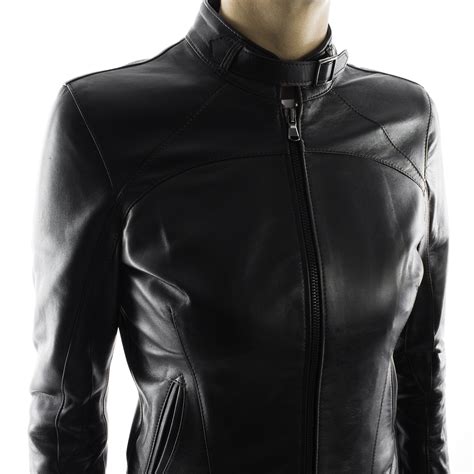 italian handmade women soft genuine lambskin leather jacket slim fit color black
