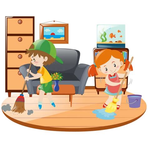 Maybe you would like to learn more about one of these? Kids cleaning the house | Free Vector