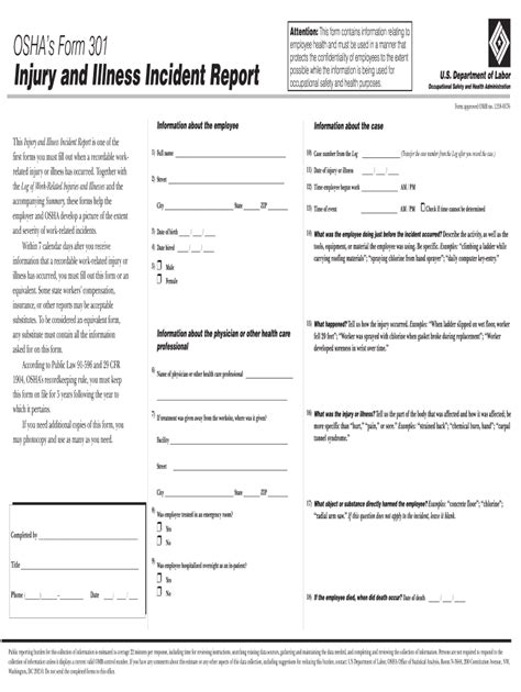 Dol Osha 301 Fill And Sign Printable Template Online Us Legal Forms