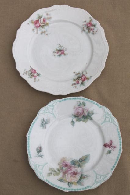 A pattern marked as unknown may be completely unknown. large lot mismatched flowered china plates, antique ...