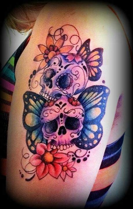 Small sugar skull tattoo designs. Girly skull tattoos pictures, outer forearm muscle, small ...