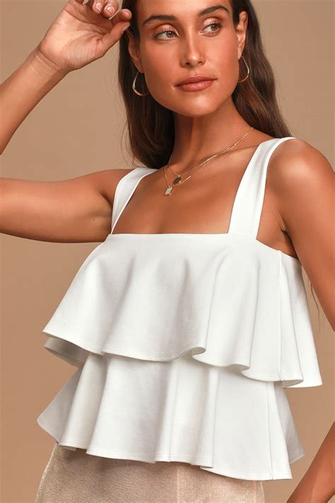 Cute White Tiered Top Tiered Sleeveless Top Tiered Ruffle Top Lulus