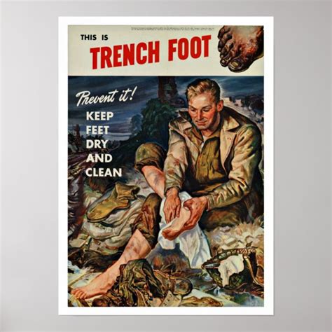 Wwii Trench Foot Vintage Patriotism Poster Zazzleca