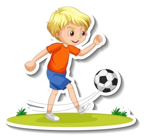 Free Vector Cute Boy Playing Football Cartoon Character Isolated