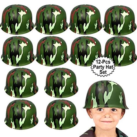 Anapoliz Army Helmets For Kids 12 Count Plastic Camouflage Hats
