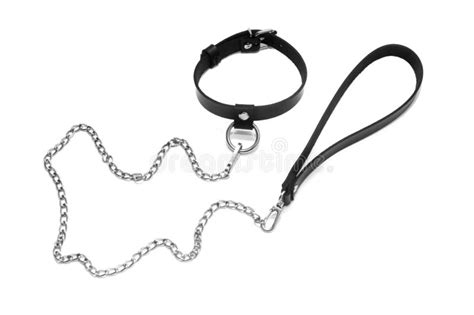 Collar With A Leash On The Neck Isolated On A White Background Stock