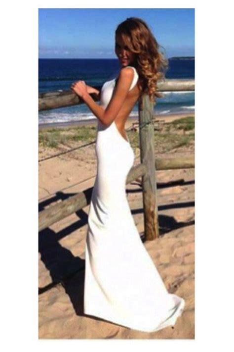 See more ideas about dresses, backless wedding dress, fashion. Long White Backless Prom Gown Evening Dresses ...
