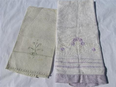 Save big on table runners, tablecloths, placemats, and more! vintage embroidered cotton / linen towel lot, kitchen tea ...