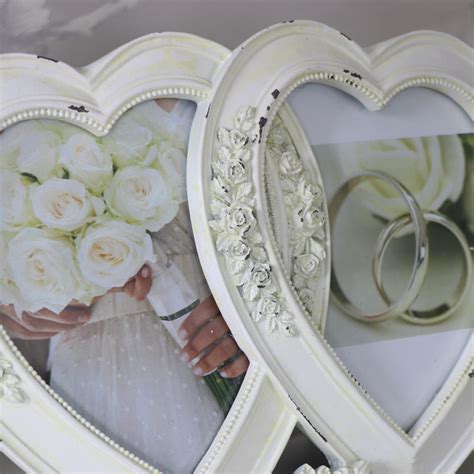 Cream Double Heart Photograph Frame