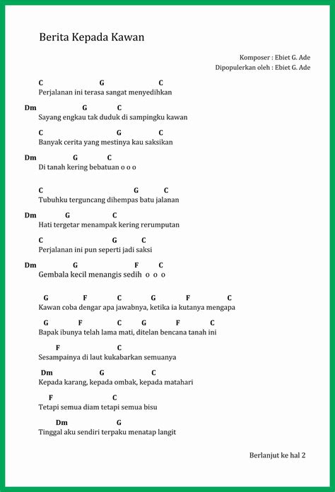 29 Chord Lagu Ebiet G Ade Berita Kepada Kawan C | Basgalanos
