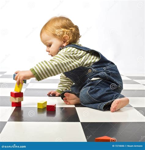Little Boy Playing With Building Blocks Stock Photo Image Of Infant