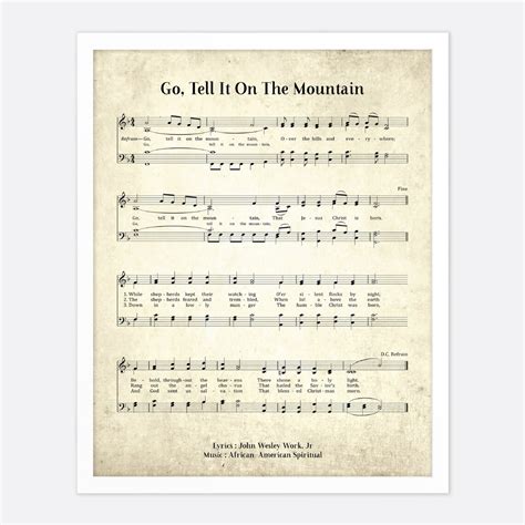 Go Tell It On The Mountain Vintage Hymn Wall Art Print Etsy