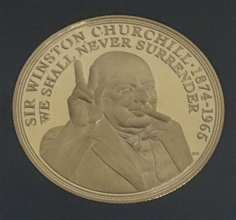 A Winston Churchill Our Finest Hour Five Sovereign Gold Coin From The