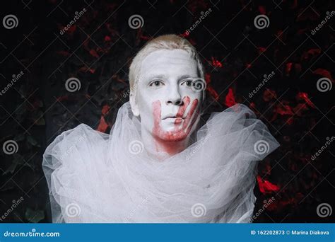 Halloween Make Up Scary Man Ready For Party Stock Image Image Of