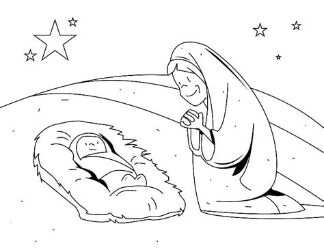 Mary Adore Baby Jesus Coloring Page Kids Play Color